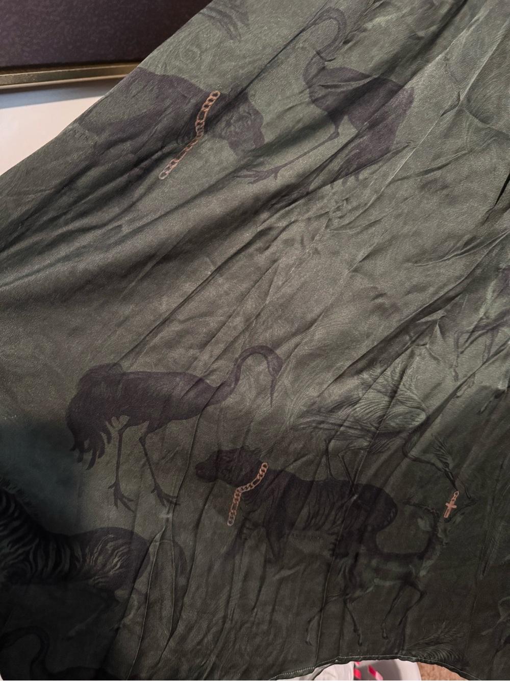 AllSaints Estelle Heidi Long Sleeve Silk Blend Dress in Forest - Picture 7 of 7